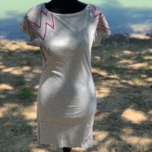 Stylish Gray Dress with Pink Accents
